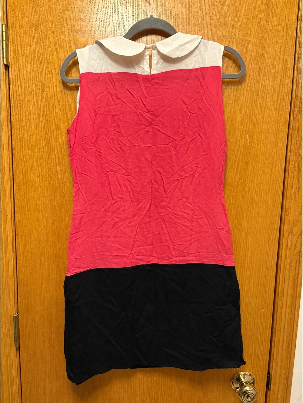 IVE Sleeveless Color Block Mini Dress Cream Top Black Skirt Peter Pan Collar Med - Picture 5 of 6